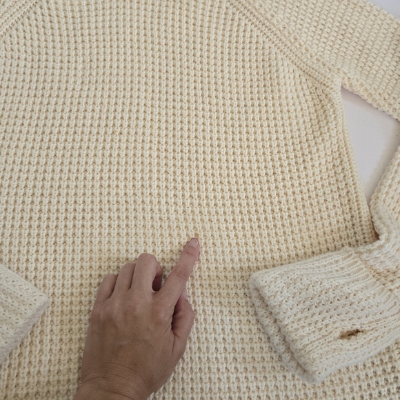 525 America Cream Shaker Turtleneck Sweater cotton knit oversized fit sz Sm - Picture 8 of 11